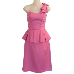 ILGWU Pink Peplum Taffeta Sweetheart Derby Dress OOAK